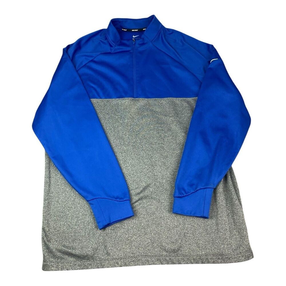 Nike Golf 1/4 Zip Pullover Sweatshirt, Clima Fit, Blue w/ Gray, Men’s Size 2XL